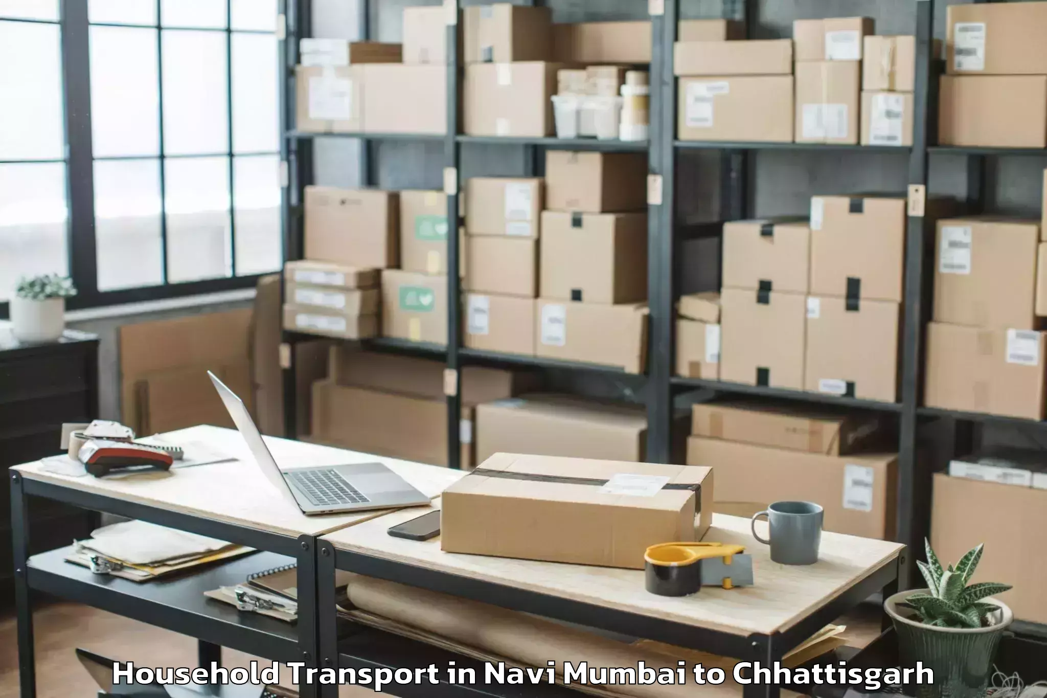 Top Navi Mumbai to Mahasamund Household Transport Available